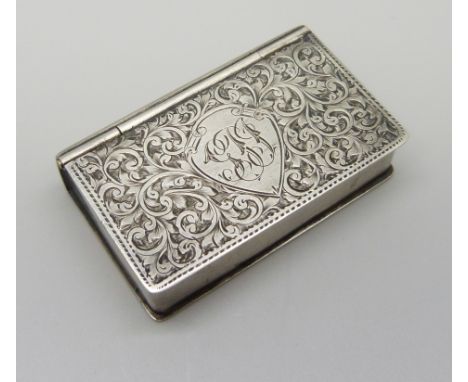 A Victorian silver snuff box, Birmingham 1898, Rolason Bros., 37.9g, 51mm wide