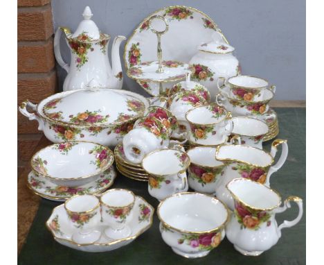 A Royal Albert Old Country Roses coffee service, (lacking one saucer), tureen, ginger jar, four tea cups and saucers, etc. **