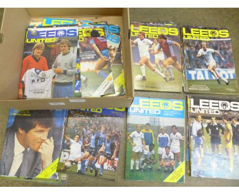 A box of 1980s Leeds United football programmes 