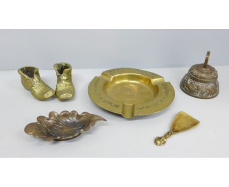 A Goodwin Barsby brass ashtray, etc. **PLEASE NOTE THIS LOT IS NOT ELIGIBLE FOR IN-HOUSE POSTING AND PACKING**