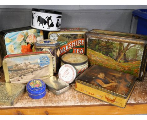 A collection of vintage tins including advertising **PLEASE NOTE THIS LOT IS NOT ELIGIBLE FOR IN-HOUSE POSTING AND PACKING** 