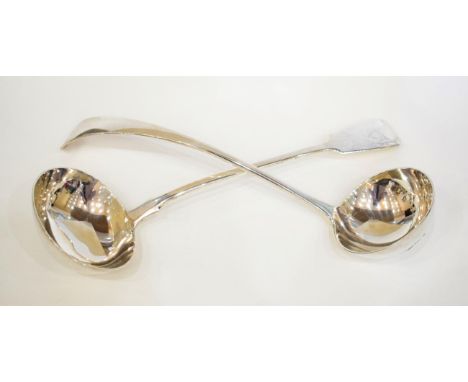 A Late Victorian Silver Fiddle Pattern Soup Ladle, Holland, Aldwinckle &amp; Slater, London 1900; together with An Old Englis