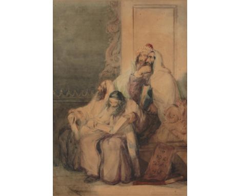 Solomon Alexander Hart RA (1806-1881) The writing on the wall Signed, watercolour, 39.5cm by 27.5cm Solomon Alexander Hart wa