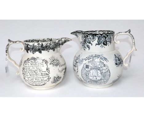 A Staffordshire Pottery Jug, dated 1845, inscribed Edward England Phillips over a portrait of Queen Victoria and Prince Alber