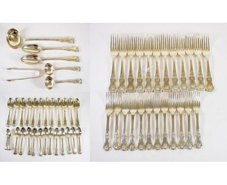 A Composite Service of George IV/William IV Silver Kings Pattern Flatware, predominantly Mary Chawner and William Eaton, Lond