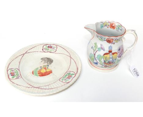 A Pearlware George IV Commemorative Plate, circa 1822, moulded and painted with a bust portrait inscribed KING GEORGE FOURTH 