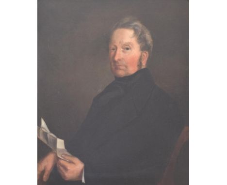 British School (19th century) Portrait of a seated gentleman holding a letter  Oil on canvas, 73.5cm by 61cm