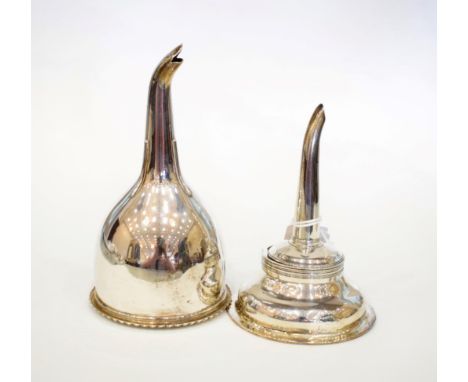 A George III Scottish Silver Wine Funnel, Mitchell &amp; Russell, Edinburgh 1815, plain with reeded border, the detachable st