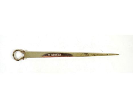 A George II Silver Meat Skewer, maker's mark IS, a device above, possibly a variant for John Le Sage, London 1743, with loop 