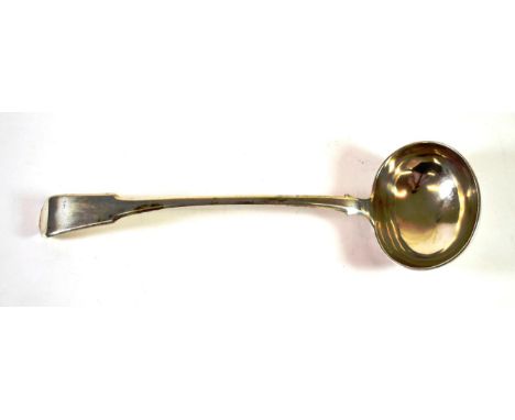 A Maltese Silver Fiddle Pattern Soup Ladle, maker's mark PC over X, Roman standard, 1845, 32.5cm long, 7.2ozt 