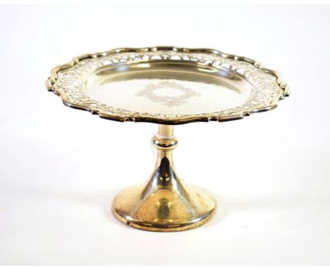 An Edwardian Silver Compote, R F Mosley &amp; Co, Sheffield 1908, shaped circular with pierced border , on a knopped stem, 22