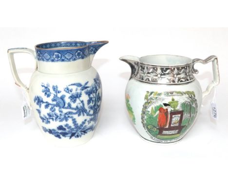 A Pearlware Nelson Commemorative Jug, circa 1805, printed and overpainted with HORATIA NELSON Born Sept 29th 1758 Died Oct 21