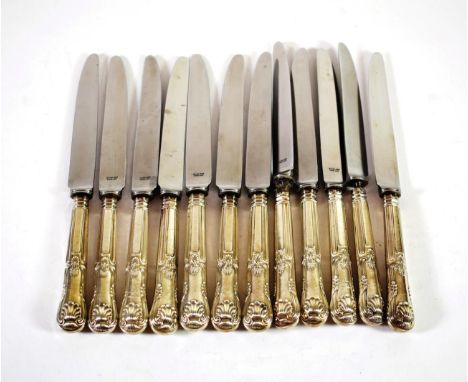 A Matched Set of Twelve William IV Silver King's Pattern Table Knives, Aaron Hadfield, Sheffield 1832 (one 1824), the set of 