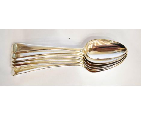 A Set of Six Victorian Silver Old English Pattern Table Spoons, George Adams (Chawner &amp; Co), London 1874, engraved with t