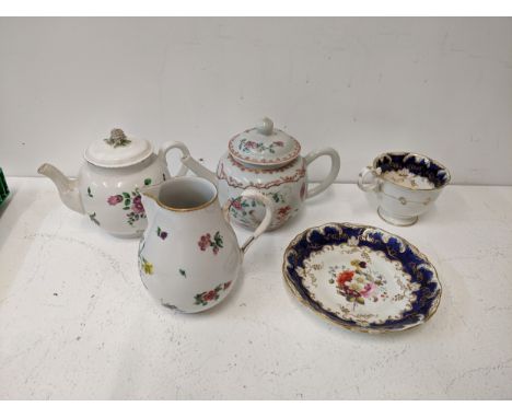 18th and 19th century ceramics to include a Chinese teapot A/F, an 18th century English milk jug A/F, a 19th century blue and