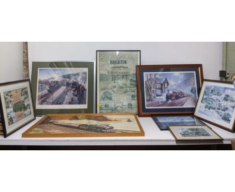 A selection of framed and glazed limited edition and other travel related prints, and a framed gouache painting by Gerald New