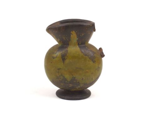 A Daum Nancy opaque green glass jug, lacking handle, inscribed Daum Nancy to the body, 9.2cm highPlease refer to department f