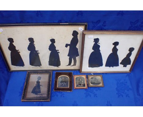 A 19TH CENTURY SILHOUETTE TRIPLE PORTRAIT 'Catherine, Mary and Ann, daughters of John Hammond... of Bury St Edmunds' a single