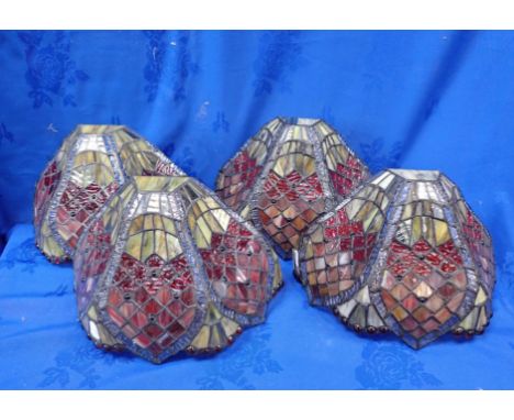 FOUR TIFFANY STYLE STAINED-GLASS WALL LIGHTS 