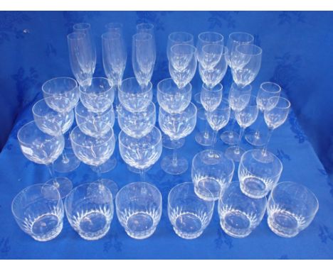 AN ORREFORS 'PRELUDE' PART SUITE OF TABLE GLASS 8 water, 11 wine, 6 wine (taller), 6 Champagne flutes, 6 liqueur