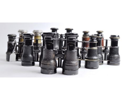 A collection of 8 x early 20th century military and field binoculars.&nbsp; Makers include: Jumelle Paris Marine, Negretti &a