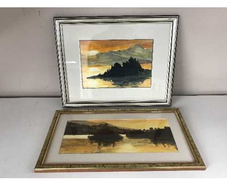 A crate of assorted framed watercolours - local scenes by Val Wilkinson, picture frames etc 