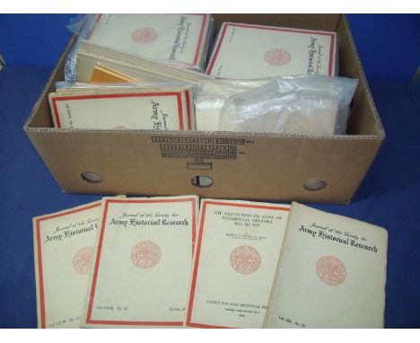Box containing a large selection of journals of the Society For Army Historical Research dating from 1920s to 1960s 