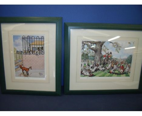 Framed and mounted limited edition Loon comical hunting print, and another similar (2) 