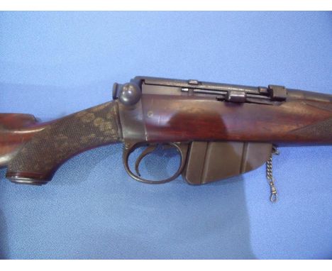 Scarce BSA .303 bolt action Sporterised Rifle with fixed foresights and adjustable ladder and leaf rear sights, shortened sto