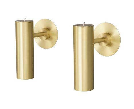 Michael Verheyden (b.1978) for CTO Lighting,   Pair of 'Heron' adjustable wall lights, 2021,  Brushed brass,  Each 21cm highP