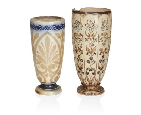 Robert Wallace Martin & Brothers,   Two vases, circa 1878,  Stoneware,  Smaller vase: Underside incised 120/R W Martin/Southa