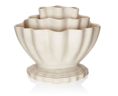 THE ANDREW WEAVING COLLECTION,   Gerard de Witt (1884-1976) for Fulham Pottery,  'Coralie' Flower vase with fluted rim and gr