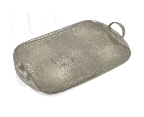 Liberty & Co.,   Tudric tray, model no.043, circa 1901,  Hammered pewter,  Underside stamped 'MADE/IN/ENGLAND', 'TUDRIC', '04