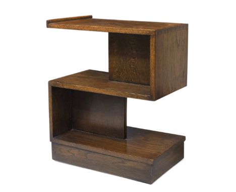 Designer Unknown,   Modernist side table with shelves, circa 1940/50,  stained oak,  Stamped 'F201' to underside,  56cm high,