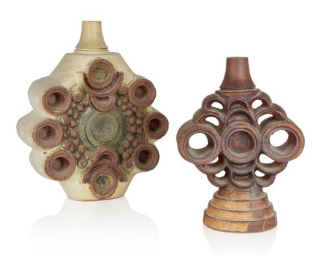 Bernard Rooke (b.1938),   Two Studio pottery lamp bases, circa 1960s/70s,  Stoneware,  Each impressed stamp 'ROOKE',  33.5cm 