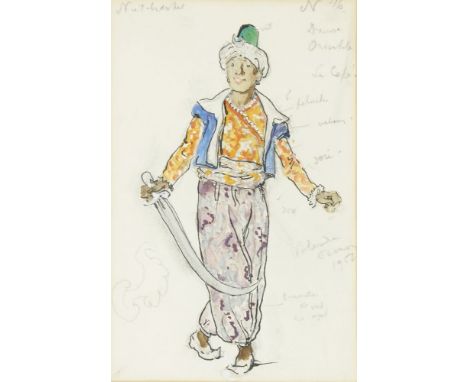 Alexandre Nikolayevich Benois (1870-1960),   Costume design for Nutcracker: 'Danse Orientale, Le Cafe I' with annotations, 19