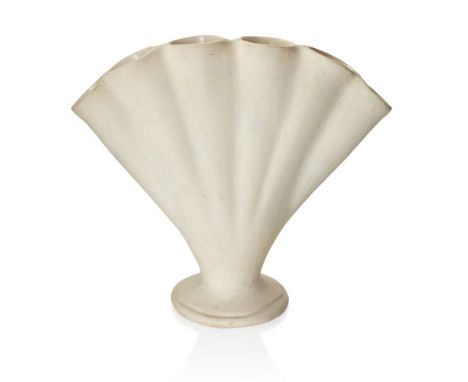 THE ANDREW WEAVING COLLECTION,   Gerard de Witt (1884-1976) for Fulham Pottery,  Footed, fan-form tulip vase, circa 1940,  Un