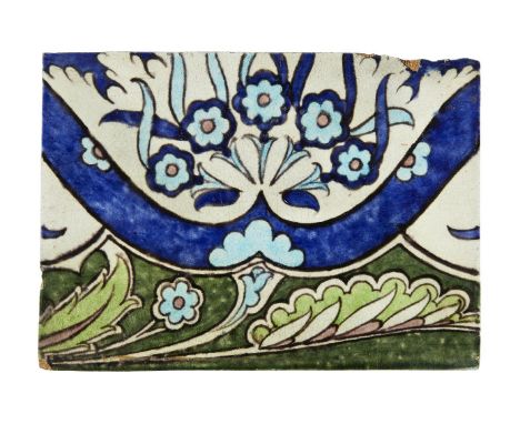 William de Morgan (1839-1917),   'Persian' foliage tile, 1888-1897,  Glazed earthenware,  Impressed Sands End Pottery mark ve