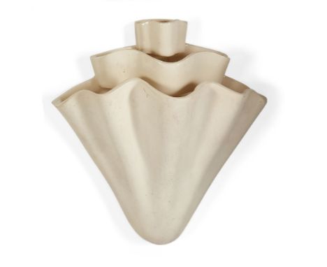 THE ANDREW WEAVING COLLECTION,   Gerard de Witt (1884-1976) for Fulham Pottery,  Wall pocket vase, circa 1930s/40s,  Unglazed