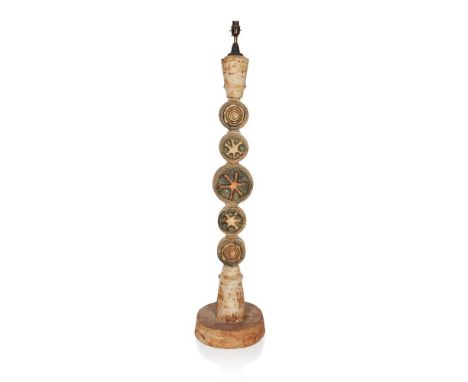 Bernard Rooke (b.1938),   Studio pottery Totem floor lamp, circa 1960s/70s,  Stoneware,  Impressed stamp 'ROOKE',  117cm high