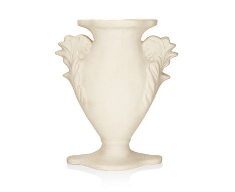 THE ANDREW WEAVING COLLECTION,   Constance Spry (1886-1960) for Fulham Pottery,   Vase with foliate handles, 1930s,  Unglazed