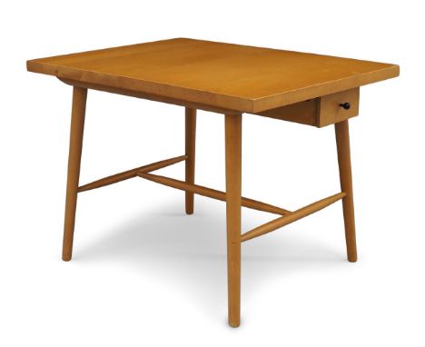 Paul McCobb (1917-1969) for Planner Group,   Maple side table with drawer, circa 1950,  Maple veneered wood, ebonised wood,  