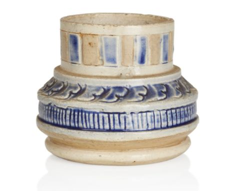 Robert Wallace Martin,   Squat inkwell, circa 1877-1885,  Glazed stoneware,  Underside incised R W Martin/Southall,  5cm high