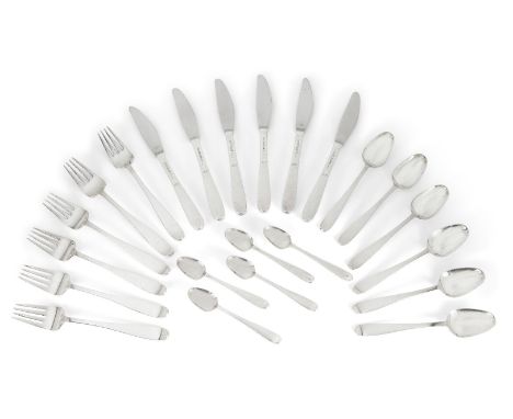 Theresia Hvorslev (b.1935) for MEMA,   Silver plate First Class cutlery set for Scandinavian Airlines, c.1964,  Comprising si