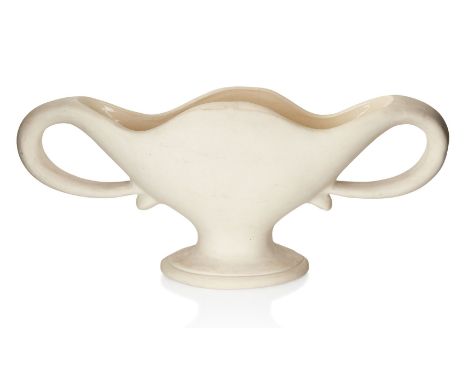 THE ANDREW WEAVING COLLECTION,   William John Marriner for Fulham Pottery,   Footed, fluted twin loop-handled mantel vase, 19