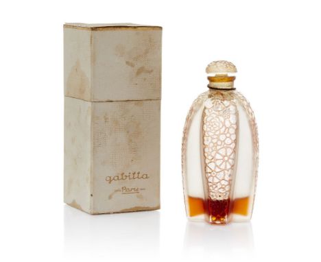 Rene Lalique (1860-1945) for Gabilla, Paris,   Scent bottle and stopper: 'Toutes Les Fleurs'/'Le Mimosa'/'La Vierge Folle', s
