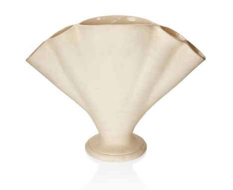 THE ANDREW WEAVING COLLECTION,   Gerard de Witt (1884-1976) for Fulham Pottery,  Footed, fan-form tulip vase, circa 1940,  Un