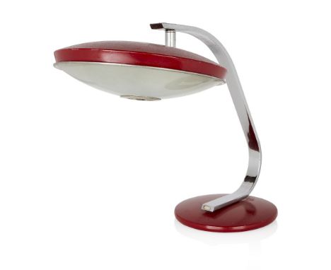 Fase,   Desk lamp, circa 1960,  Lacquered steel, chrome, glass,  Cast manufacturer's mark to underside,  40cm highPlease refe