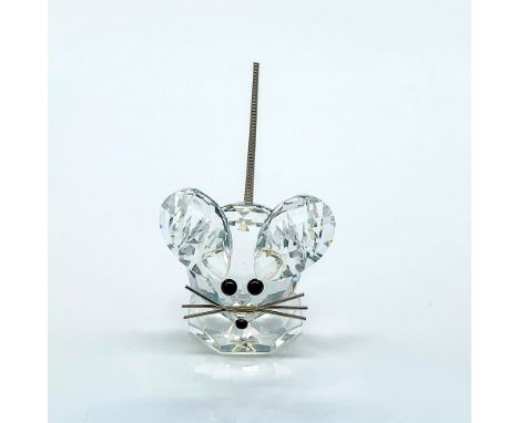 Multifaceted clear crystal mouse with black eyes, wire whiskers and curled wire tail. Part of the In the Summer Meadow collec