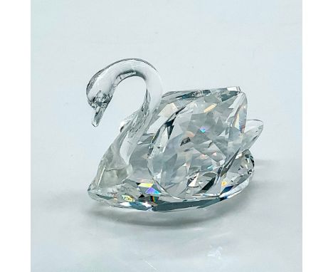 Multifaceted clear crystal swan. Swarovski etched backstamp. This item has its original box: 3.75"H x 3.25"dia. Issued: 20th 